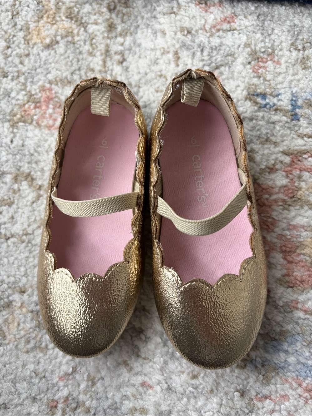 Carter's Metallic Gold Scalloped Mary Jane Shoes toddler baby girl size 6